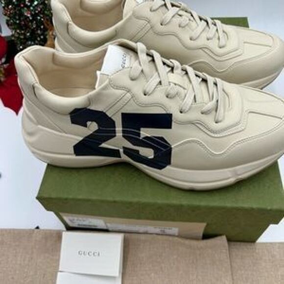 Men’s Gucci Rython 25 low top leather sneakers size 12.5 made in Italy - Picture 3 of 10